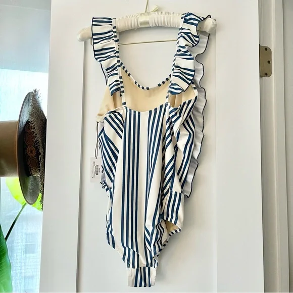 NEW Pink Chicken Ruffle Katniss One Piece Swimsuit - Picture 6 of 6